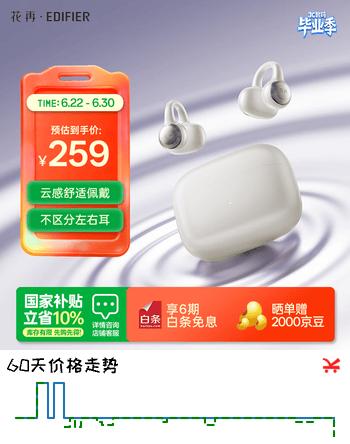 漫步者花再Zero Clip 耳夹耳机 开放式无线蓝牙耳机 舒适佩戴 长续航 适用苹果华为小米 珍珠白