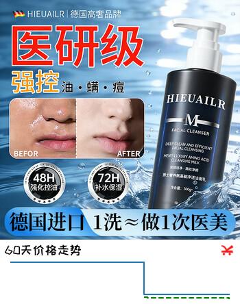 HIEUAILR德国洗面奶男士专用控油祛痘去黑头氨基酸洗面奶除螨虫洁面乳300g