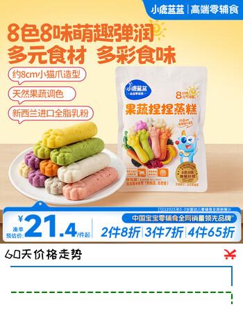 【7折】小鹿蓝蓝宝宝营养早餐捏捏蒸糕儿童方便早餐速食果蔬捏捏蒸糕140ghttps://u.jd.com/k6hA2dc----普遍有货 | 下4件最优到手单价：21.38 -> 【15.97】