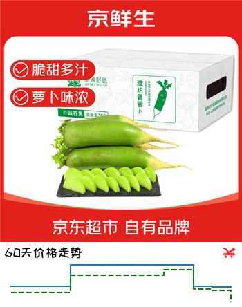 京鲜生山东潍坊萝卜 甜脆水果萝卜 绿青萝卜 净重5斤 出口级 端午礼盒