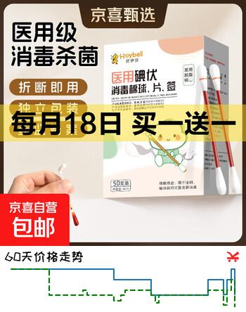 碘伏棉签消毒棒护理杀菌消毒脱脂棉签独立包装婴儿护理棉签 50支