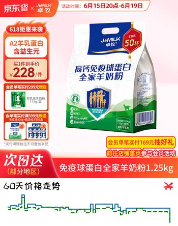 卓牧（JOMILK）羊奶粉高钙免疫球蛋白1.25kg独立条装中老年成人羊奶粉端午节送礼
