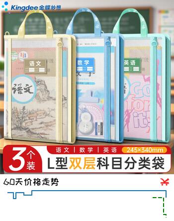 【5折】金蝶（kingdee）【开学必备】L型科目分类袋拉链小学生双层学科分类袋透明文件袋试券收纳袋加厚学科袋大容量https://u.jd.com/UDOhmzx----部分有货 | 下5件最优到手单价：18.53 -> 【9.39】