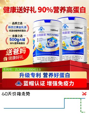 D.HILLGOD蛋白粉中老年人增强免疫力补充营养术后恢复乳清蛋白粉老年人营养 【90%高蛋白含量】新西兰黄金乳源 500g*1罐