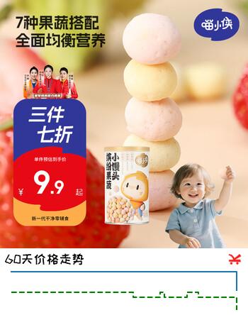 喵小侠缤纷果蔬小馒头 宝宝零食入口易融小饼干磨牙棒 100g