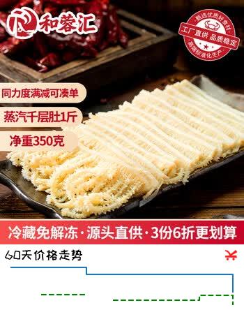 【7折】和蓉汇蒸汽千层肚1斤 固形物≥70% 牛百叶火锅食材生鲜源头直发包邮https://u.jd.com/UDfY25u----多半有货 | 下4件最优到手单价：31.78 -> 【24.14】