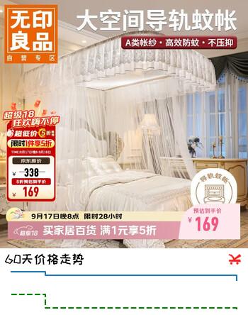 【9折】无印良品家用U型大空间床帘导轨蚊帐 三开门1.8x2米床 白【加密网眼】https://u.jd.com/4DIVtRs----普遍有货 | 下1件最优到手单价：183.5 -> 【169】
