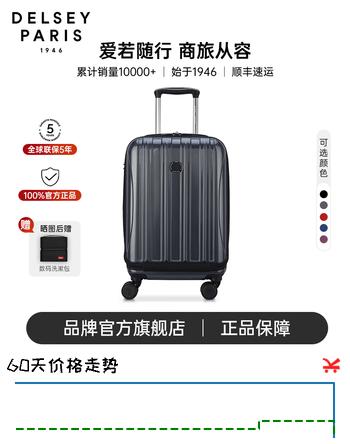 DELSEY【商场同款】法国戴乐世拉杆箱旅行箱登机箱万向轮大使行李箱0076 灰色 20英寸 前开口【可登机】