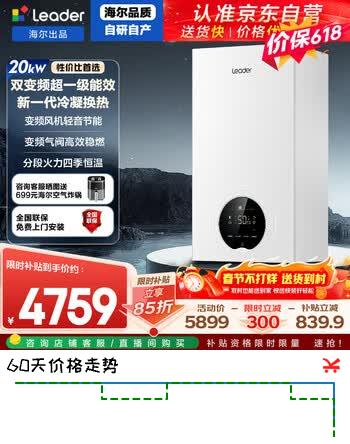 海尔（Haier）智家出品Leader双变频一级能效冷凝静音壁挂炉天然气采暖炉热水器地暖恒温以旧换新LL1PBD20-LN1