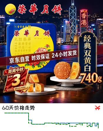 【9折】元朗荣华月饼礼盒装双黄白莲蓉月饼740g香港荣华广式中秋节月饼送礼https://u.jd.com/4ggAxbL----普遍有货 | 下1件最优到手单价：168 -> 【159】