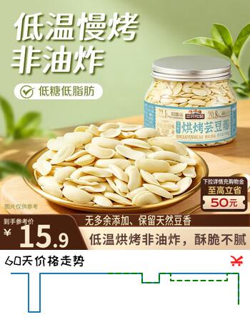 【6折】三只松鼠烘烤白芸豆瓣180g低脂高蛋白高膳食纤维坚果炒货休闲零食即食代餐https://u.jd.com/U6v5uEE----普遍有货 | 下86件最优到手单价：13.9 -> 【9.45】
