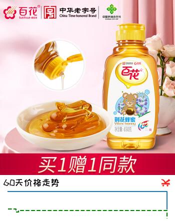 百花荆花蜂蜜450g 天然蜂蜜挤压式瓶口 中华老字号 早餐牛奶麦片伴侣