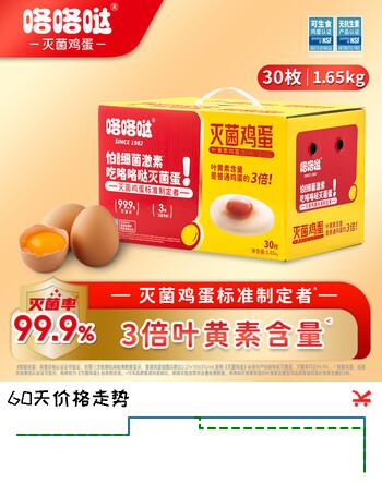 咯咯哒灭菌金鸡蛋30枚3.3斤 叶黄素鸡蛋 无抗可生食 礼盒装 源头直发
