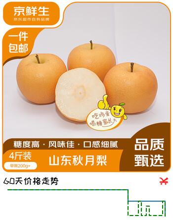 京鲜生山东秋月梨 净重4斤 单果200g+ 生鲜水果 源头直发