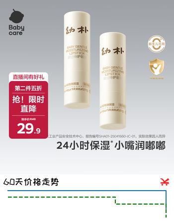 【6折】babycare 婴童特护倍润唇膏 3.8g 宝宝儿童防干裂保湿 新生儿可用https://u.jd.com/xg7LvfN----多半有货 | 下2件最优到手单价：22.42 -> 【14.92】