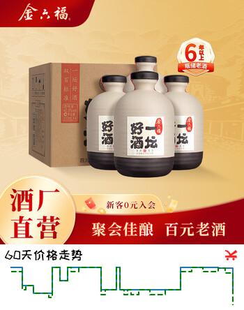 金六福 一坛好酒 浓清酱兼香型白酒 40.8度 500ml*4瓶 礼盒装 宴请送礼