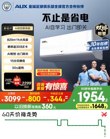 【9折】奥克斯空调 省电侠Ultra 大1.5匹 新一级能效 外机双排纯铜管 变频冷暖国家补贴KFR-35GW/BpR3GES1B1https://u.jd.com/FDMgv9Y----多半有货 | 下1件最优到手单价：2167 -> 【1950.3】