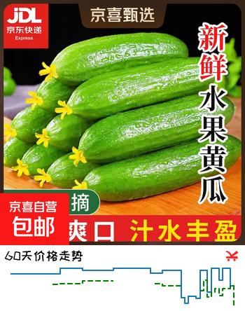 【超市品质】山东新鲜水果黄瓜嫩青瓜生吃蘸酱生鲜蔬菜减肥搭配 山东水果黄瓜 2斤 （净重 1.7斤）