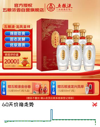五粮液股份五粮精酿龙凤呈祥白酒52度 500ml*6瓶(浓香型)整箱装过节送礼