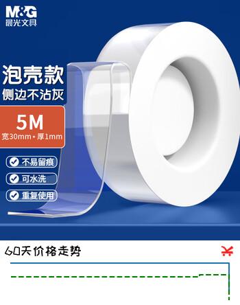 晨光（M&G）文具无痕纳米双面胶带 30mm*5m*1mm 泡壳款侧边不沾灰 家用车用海报春联胶贴固定贴 AJD957AT