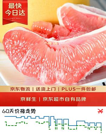 【7折】京鲜生福建红心蜜柚/柚子 1粒 单果2.5斤起 生鲜中秋水果https://u.jd.com/4OyoT7S----普遍有货 | 下3件最优到手单价：15.92 -> 【11.92】