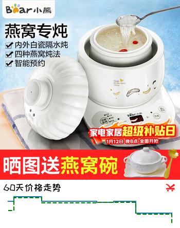 小熊（Bear） 炖燕窝炖盅专用锅隔水炖全自动陶瓷迷你家用智能燕窝炖锅预约定时电炖锅炖花胶阿胶电炖盅 0.6L 【DDZ-B06R1】