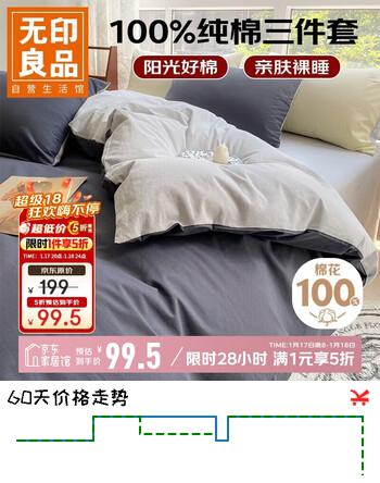 无印良品100%纯棉床单三件套0.9/1.2米床单人学生宿舍被套150*200cm 兰灰