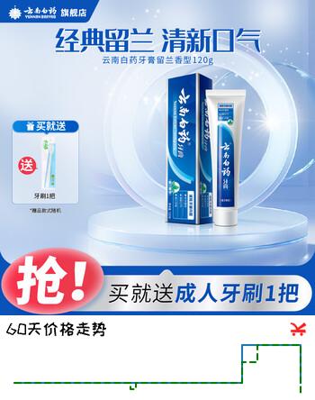 云南白药牙膏单支清新口气呵护牙龈健康牙周留兰薄荷多规格清新口气 留兰120g