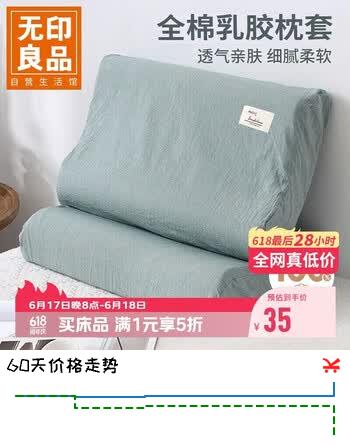 无印良品全棉乳胶枕套 100%纯棉可水洗记忆棉枕头套一对装 60x40cm