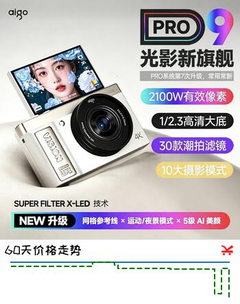 爱国者E9PRO 翻转屏自拍学生数码照相机生日礼物女生入门微单校园高清旅游平替ccd 白色32G无灯