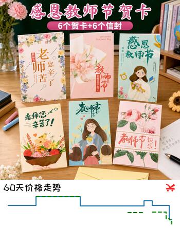 【7折】极度空间教师节贺卡6张教师节礼物祝福送老师明信片感恩礼品小卡片带信封https://u.jd.com/xO0t17F----部分有货 | 下56件最优到手单价：10.27 -> 【7.57】