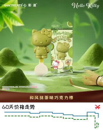 SANTREATS凯蒂猫IP联名抹茶纯脂牛奶巧克力棒 156g 儿童零食三丽鸥正品授权