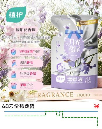 【6折】植护增香液柔顺剂500g 月光鸢尾 洗衣液搭档柔顺剂 护衣除菌除静电https://u.jd.com/9G9cnzU----普遍有货 | 下2件最优到手单价：11.92 -> 【7.45】