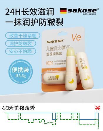 sakose儿童凡士林VE舒缓润唇膏3.6g秋冬保湿滋润防干裂起皮护唇膏男女孩