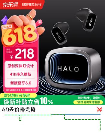 漫步者（EDIFIER）Halo Buds 深渊赛博潮玩耳机 半入耳式蓝牙耳机 RGB灯效 长续航低延迟 适用苹果华为小米 破界黑
