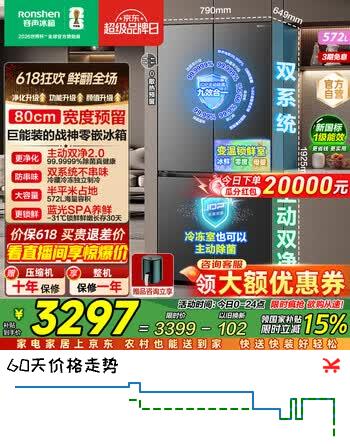 容声战神572L十字四开门冰箱大容量双净双系统80cm宽超薄零嵌入式一级能效国家补贴BCD-572N40CQLAD灰 【主动双净2.0】【蓝光养鲜】【80cm宽】