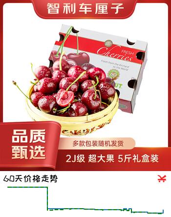 趣尝鲜 智利车厘子 2J级  果径约28-30mm 5斤礼盒装水果礼盒