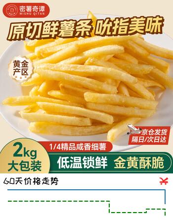 【7折】密薯奇谭 密 MIXIUKITANG1/4冷冻细薯条半成品 4斤/袋咸味裹粉空气炸锅食材速食预制菜小吃https://u.jd.com/k61h6Af----普遍有货 | 下5件最优到手单价：16.56 -> 【12.29】