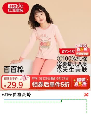 红豆儿童纯棉内衣套装男女童秋衣秋裤秋冬保暖低领棉毛衫M1224橘粉150