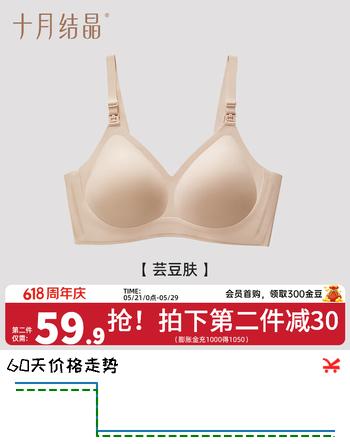 十月结晶孕妇哺乳内衣孕期怀孕期聚拢产后胸罩喂奶专用哺乳文胸  芸豆肤【5D零感】 XL【90D-95F】