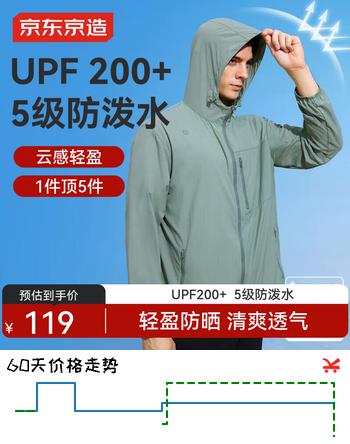 京东京造户外防晒衣男士UPF200+轻薄防泼水透气轻松收纳外套 山川绿 XL