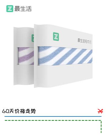 最生活密封毛巾纯棉条纹2条装 新疆长绒棉A类吸水毛巾运动