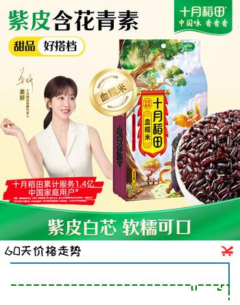 十月稻田 血糯米 2斤 黑糯米 低脂杂粮 甜品伴侣 八宝粥原料 粽子米酒酿