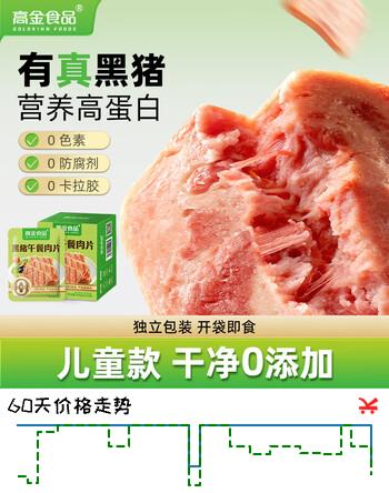 高金食品黑猪午餐肉 0添加 独立包装 火腿肠片 50g*8片 早餐火锅露营食材