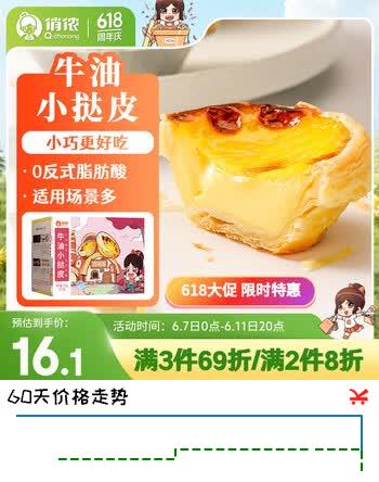 俏侬 牛油蛋挞皮（小挞皮）600g 60只 空气炸锅儿童烤箱烘焙食材