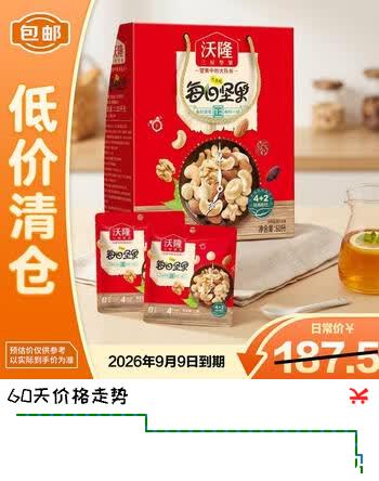 【7折】沃隆每日坚果混合坚果炒货休闲健康零食健身1050g/箱【临期清仓】https://u.jd.com/kaAXrWP----普遍有货 | 下2件最优到手单价：79.9 -> 【56.61】