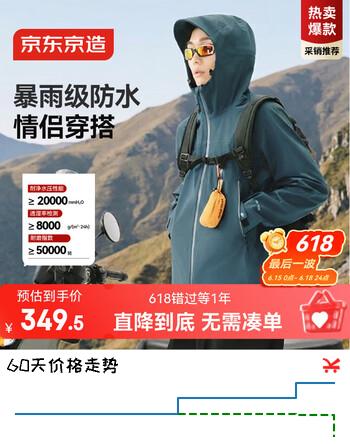 京东京造穿山甲700夏季户外冲锋衣弹力硬壳外套男女三防单冲 倒影绿 L