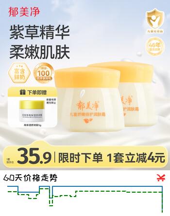 郁美净儿童面霜娇嫩倍护润肤霜50g*2宝宝冬季面霜补水滋润保湿鲜奶霜