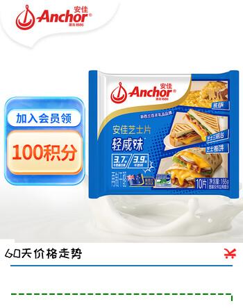 【8折】安佳Anchor 新西兰进口乳源 切达奶酪轻咸味芝士片166g 泡面三明治https://u.jd.com/4gkkVap----普遍有货 | 下6件最优到手单价：13.65 -> 【11.7】