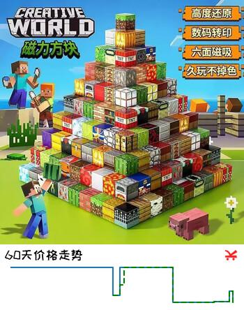 丹米琦我的世界磁力方块积木玩具儿童大颗粒积木益智玩具3-6岁生日礼物